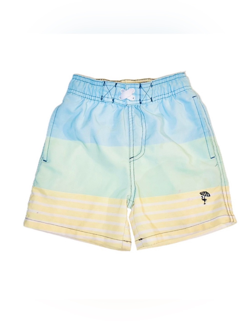 Kids Color-Block Pastel Swim Trunks - Light Blue & Pale Yellow